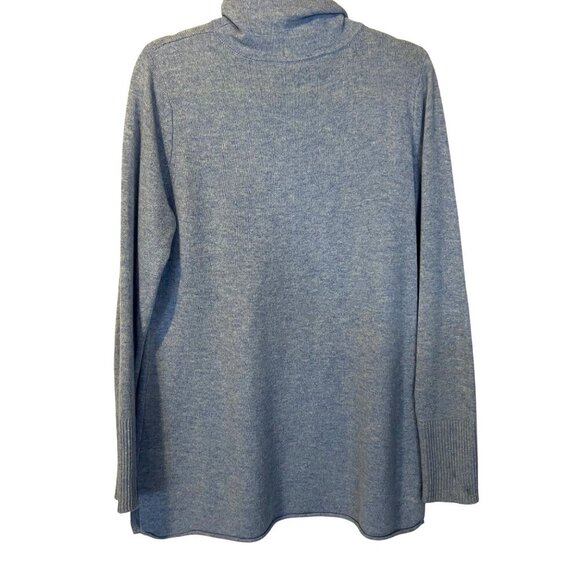 Athleta Womens Blue Cashmere Cowl Neck Sweater L Minimalist Cozy Lounge - Picture 2 of 5